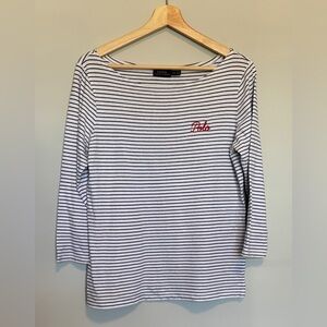 Polo Ralph Lauren Women's Small Long Sleeve Tee Sailor Chic‎ Nautical Stripes